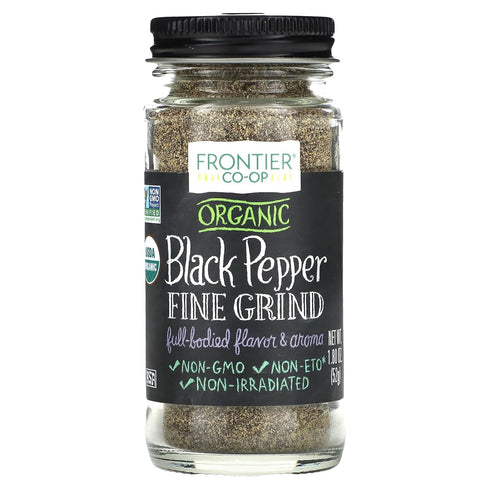Frontier Co-op Organic Fine Ground Black Pepper, 1.8 Ounce Bottle, Full-bodied Flavor and Aroma, Kosher...