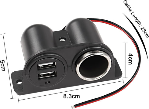 MEIRIYFA Dual USB Cigarette Lighter Socket Power Outlet Car Charger, 3.1A Dual USB + Cigarette Lighter 12/24V Power Adapter Replacement for Vehicl...