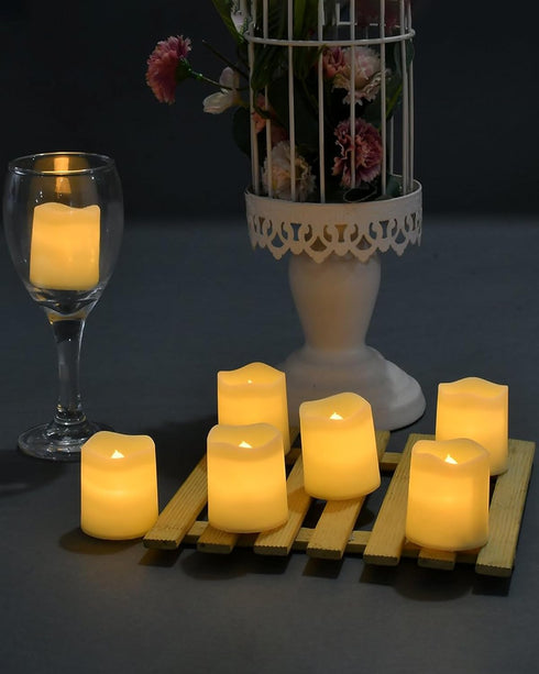 SHYMERY Flameless Votive Candles,Flameless Flickering Electric Fake Candle,24 Pack 200+Hour Battery Operated LED Tea Lights in Warm White for Wedd...