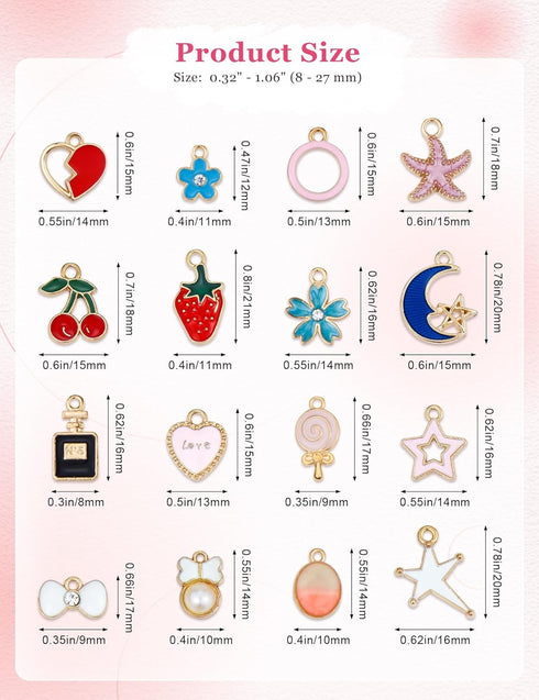 JIALEEY 60PCS Assorted Gold Plated Enamel Animal Moon Star Fruit Charm Pendant DIY for Necklace Bracelet Jewelry Making and Crafting...