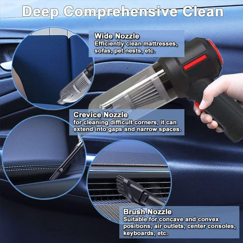 3-in-1 Portable Small Cordless handheld Vacuum Cleaner Rechargeable with 9000PA Powerful Suction for Car/Office/Home...