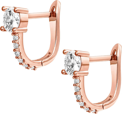 PAVOI 14K Gold Plated 925 Sterling Silver Post Cubic Zirconia Huggie Earrings | Small Gold Hoop Earrings for Women | CZ Stud Cuff Earring...