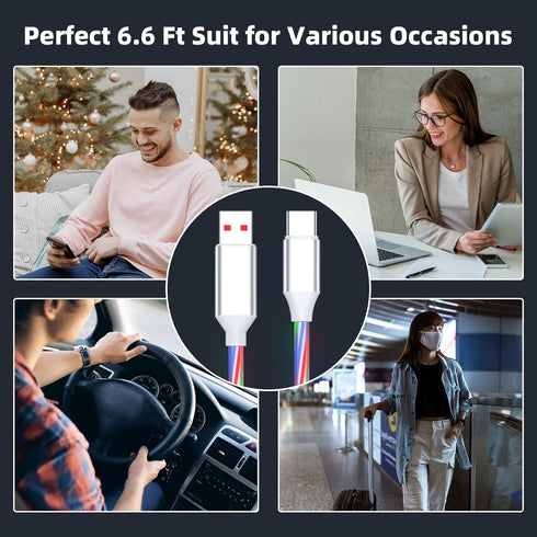 for OnePlus 8 7 Pro Warp Charging Cable USB C Charge Cord 2M/6.6FT USB A to C LED Glowing Light Cable for OnePlus 7T 6 5T Dash Charging SUPERVOOC ...