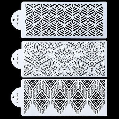 RAYNAG 3 Pcs Cake Decorating Stencils Mold Plastic Templates Spray Floral Cake Molds Cookie Fondant Dessert Decorating Molds Side Baking Mesh Sten...