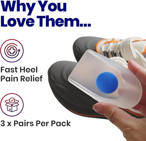 Kids Heel Cups & Heel Inserts for Sever's Disease and Heel Pain Relief | Gel Heel Cushions for Plantar Fasciitis & Achilles Tendonitis, Heel Spurs...