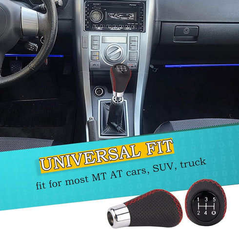 Manual Shifter Knob 5 Speed Leather Gear Shifting Knob Fit Most Manual Transmissions Black...
