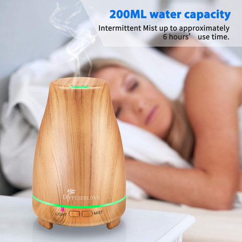 Diffuserlove Essential Oil Diffuser 200ML Aroma Diffuser Mist Humidifiers with 7 Color LED Lights, Auto Shut-Off Function for Bedroom Office Room ...