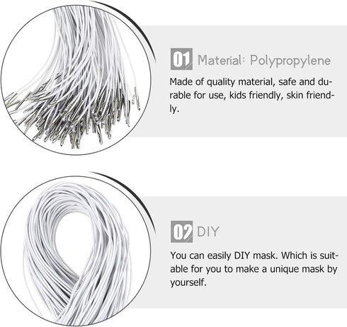 STOBOK 100pcs Elastic Barbed Cords Loop Stretch Loop Band Round String with Metal Barbs Fastener Hat Chin Cord Strap for Party DIY Hat Elastic Men...