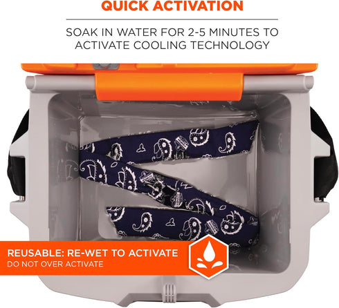 Ergodyne Chill Its 6705 Cooling Bandana, Evaporative Polymer Crystals for Cooling Relief, Quick and Secure Fit, 3-Pack...