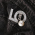 Zeta Sorority Brooch Five Numbers Greek Letters Pearl Broach Pin Black Lady Social ZPB Jewelry Gift For Finer Women...