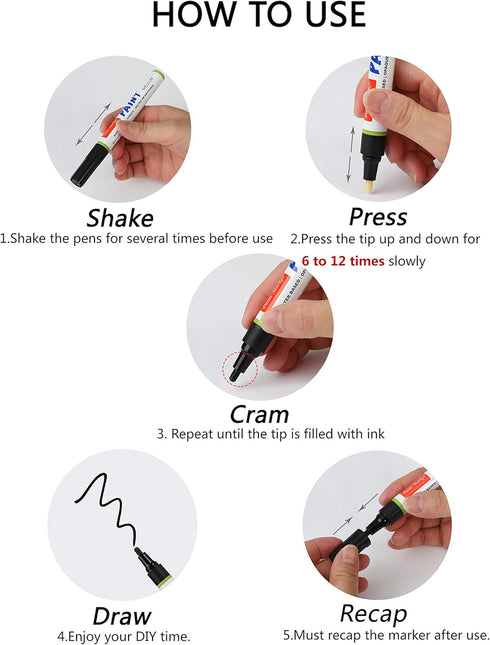 Paint Markers Paint Pen,Oil Based Waterproof Anti-UV Non-Toxic Permanent Ink, Medium Tip, Ideal for Craft Making, extra 2 fine tips, For Rock Pain...