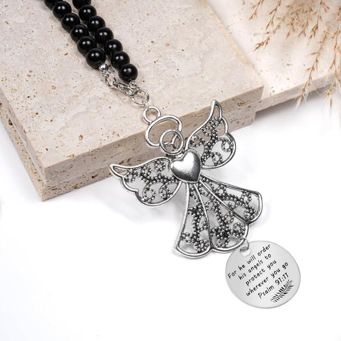 Angel Car Charm, for He Will Order His Angels to Protect You Wherever You Will Go, Psalm 91:11, Rear View Mirror Car Charm, Car Accessories for Wo...