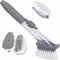 Dish Washing Scrub Brush, Soap Dispenser Scrubbers, Dish Wand with Handle Replacement Brush Heads and Sponge Heads, Leak-Free Scrub with Handle fo...