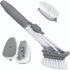 Dish Washing Scrub Brush, Soap Dispenser Scrubbers, Dish Wand with Handle Replacement Brush Heads and Sponge Heads, Leak-Free Scrub with Handle fo...