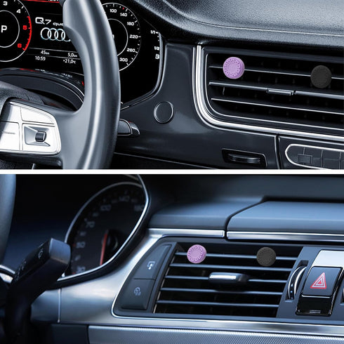 2 Pcs Silicone Car Vent Diffuser Aromatherapy, Car Diffuser Vent Clip, Car Air Outlet Aromatherapy Accessories with 20 Felt Pads (Black, Purple)...