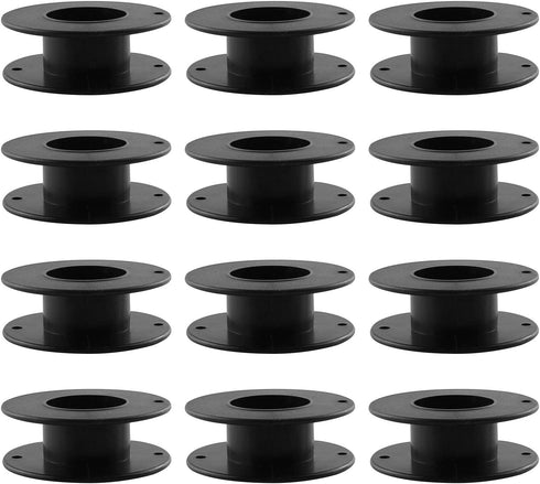 JCBIZ 12pcs 55mm Plastic Spool Black Bobbin Empty Spools for Ribbon Beading String Wire Bobbin Cord Ropes...