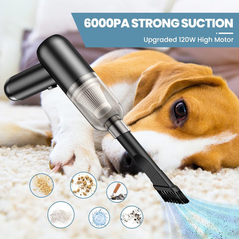 LEMOISTAR Portable Handheld Vacuum Cleaner, Mini Car Vacuum Cleaner Cordless 6000PA Suction, Rechargeable Battery Lightweight Hand Vacuum for Home...