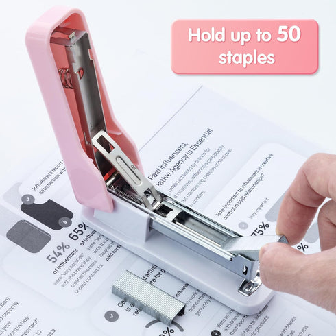 M&G Stapler Desktop Stapler, Small Cute Stapler with 1000 Staples, 20 Sheet Capacity, Portable Basic Staplers for Office School Home (Pink)...