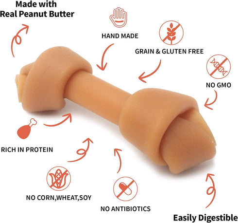 Premium Peanut Butter Dog Chew Bones, Rawhide Free, Gluten Free, Made with Limited Ingredients, Delicious, Healthy, Highly Digestible (MINI 18pcs/...