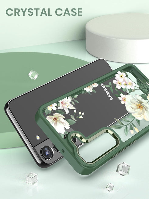 Dretal for Samsung Galaxy S22 5G Case Floral, Military Grade Drop Tested Hard Back & Soft Edge Slim Flower Women Girls Phone Protective Cover + Te...