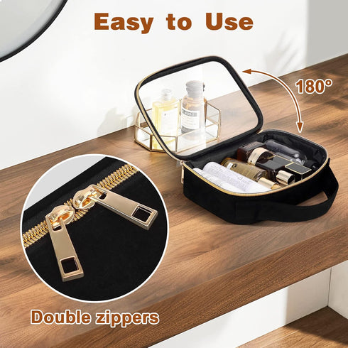 Wedama TSA Approved Toiletry Bag, 4 Pack Clear Makeup Bags with Handles, Quart Size Clear Toiletry Bags, PVC Clear Cosmetic Bags for Women and Men...