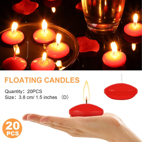 Nuanchu 20 Pcs Floating Candles Centerpieces for Wedding 1.5 Inch Small Unscented Floating Candles Decoration for Wedding Party Thanksgiving Hallo...