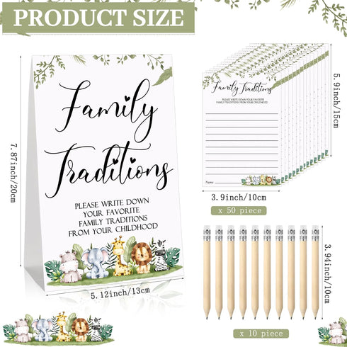 Fumete 61 Pieces Baby Shower Games Include Family Traditions Sign and 50 Baby Shower Family Traditions Cards with 10 Pencils for Baby Shower Party...
