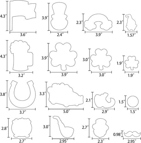 16PCS St.Patrick's Day Cookie Cutter Set Irish Party Supplies - Shamrock Leprechaun Coin Rainbow Beer Flag Horseshoe Design...