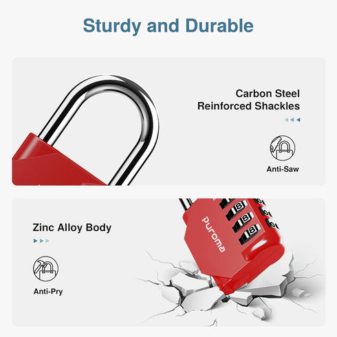 Puroma 1 Pack Combination Lock 4 Digit Locker Lock Outdoor Waterproof Padlock for School Gym Locker, Sports Locker, Fence, Toolbox, Gate, Case, Ha...