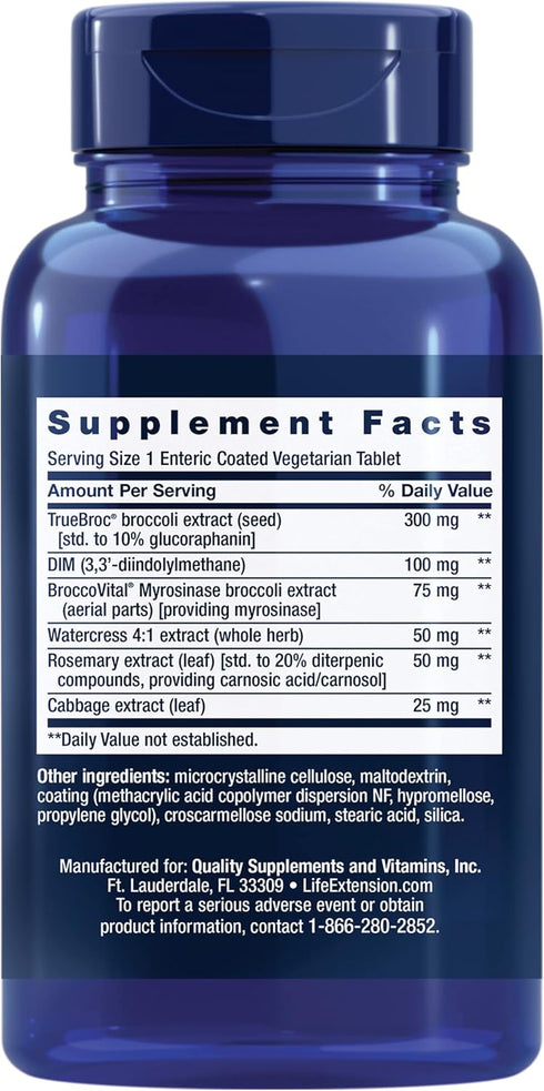 Life Extension Optimized Broccoli & Cruciferous Blend – Broccoli Seed, Rosemary, Cabbage Extract Green Vegetable Food Supplement - Gluten-Free, No...