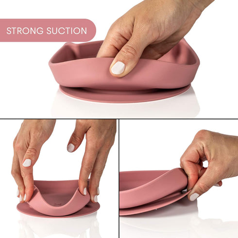 Silicone Baby Plates with Suction Set - BPA Free Suction Plates for Toddlers, Infants - Non Slip Kids Silicone Plates with Spoon - Baby Safe High ...