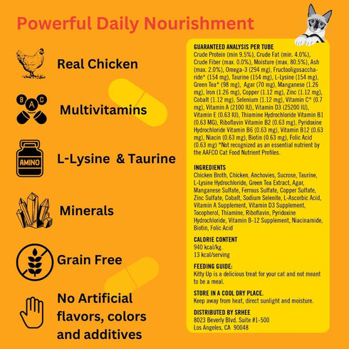 Lickable Cat Treat Pouches for Indoor Cats - All Natural Chicken Puree Tube Treats - Kitten and Senior Soft Wet Cat Food - Grain Free, Lysine, Tau...