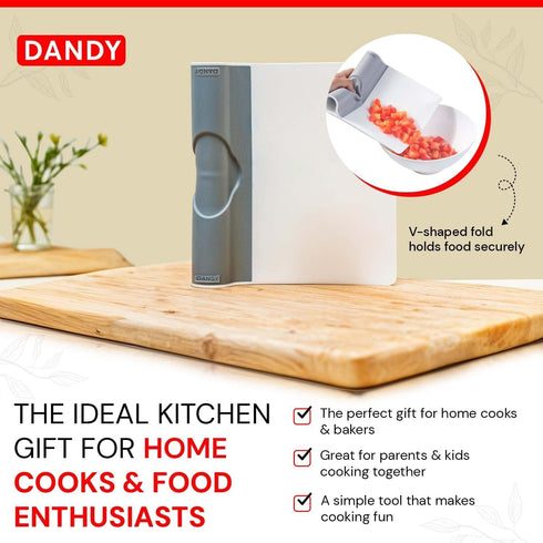 DANDY ScooperDuper - Multi-Purpose Folding Food Mover, Bench Scraper, Dough Scraper, Food Scraper Tool, User-Friendly Kitchen Gadget for Cutting B...