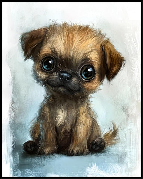 Posterizer 1 pcs-cute illustration of tiny dog-puppy 1-Kids Room Art-Art for Animal Lovers-Decor for nursery toddlers kids room- unframed wall art...