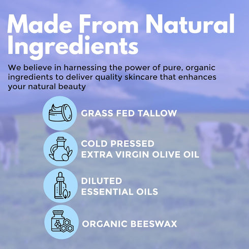 Grass Fed & Finished Tallow Skincare - Fragrance-Free Tallow Moisturizer & Skin Care - Tallow Balm For Dry Skin - Unscented Tallow Balm - Multi-Pu...