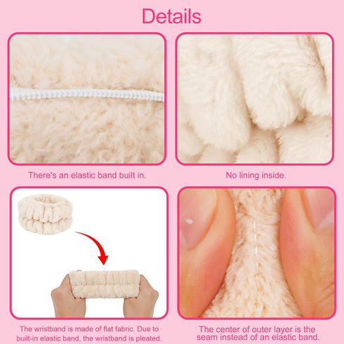 Wecoe White Khaki Spa Headband And Wristband Set Skincare Headband For Washing Face Hair Claw Clips For Thick Hair Cute Puffy Sponge Bubble Makeup...