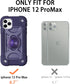 for iPhone 12 Pro Max Case 6.7 Inch with Ring Stand, with 2 Pack Glass Screen Protector + 1 Pack Camera Lens Protector,Heavy-Duty Shockproof Cover...