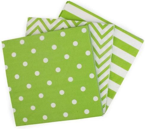 Disposable Striped Chevron Polka Dot Green Paper Party Napkins 60 Count...