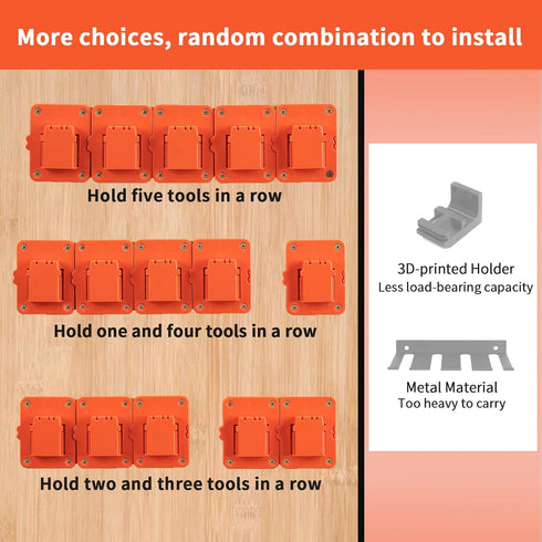 Crivnhar 5 Packs Tools Drill Mount Holder, Fit for Black+Decker 20V Max Li-ion Drill Tools Holder Dock Hanger with 20 Screws(No Tool)...