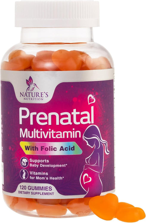 Prenatal Gummy Vitamins for Women, Prenatal Multivitamin with Folic Acid for Fetal Support, Vitamin A, C, D3, B12 & B6, Nature's Pregnancy Vitamin...