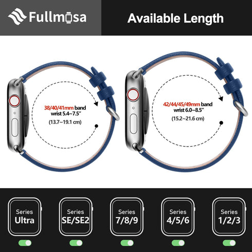 Fullmosa Leather Bands Compatible with Apple Watch Band 41mm 40mm 38mm 42mm for Women Men, Top Grain Genuine Leather Strap for iWatch Series 10/9/...