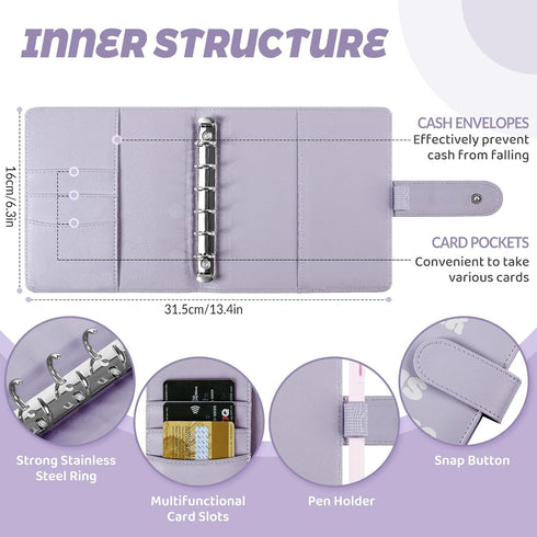 52 Week Money Saving Challenge Binder, A7 Savings Challenges Books with Envelopes, Money Saving Budget Binder for Saving $1000, Purple...
