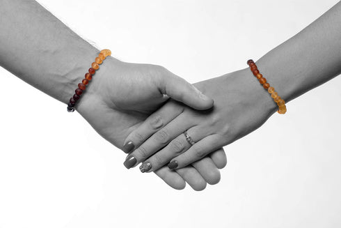 AMBERAGE Natural Baltic Amber Bracelet for Adults (Women/Men) - Hand Made from Raw-Unpolished/Certified Baltic Amber Beads(6 Colors) (7, Raw-Unpol...