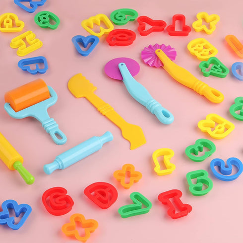 Dough Tools Play Dough Cutters, Various Shapes Include of Letters, Numbers, Symbols (47 PCS)...