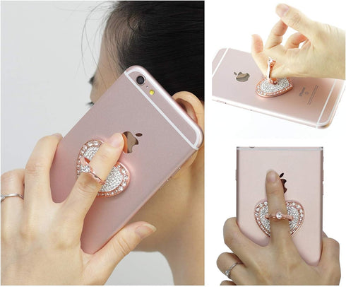 Cell Phone Ring Holder,360° Rotation Diamond Metal Finger Ring Grip for iPhone iPod iPad Samsung Galaxy and Other Smartphones (Rosegold)...