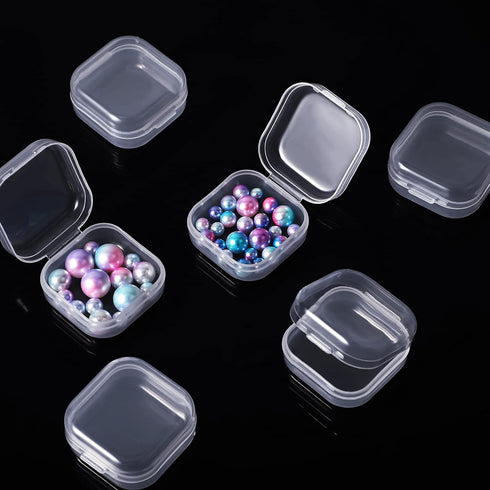 6 Pieces Mini Plastic Clear Beads Storage Containers Box for Collecting Small Items, Beads, Jewelry, Business Cards, Game Pieces, Crafts (1.37 x 1...