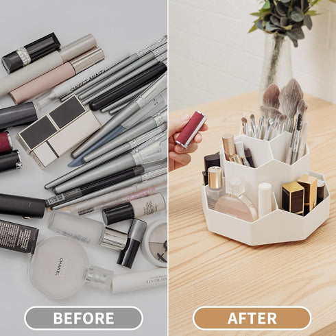 360° Rotating Makeup Brush Holder Organizer, 9 Slots Makeup Brush Organizer, Makeup Organizer for Vanity, Cosmetics, Nail Polish, Art Supply, Bath...