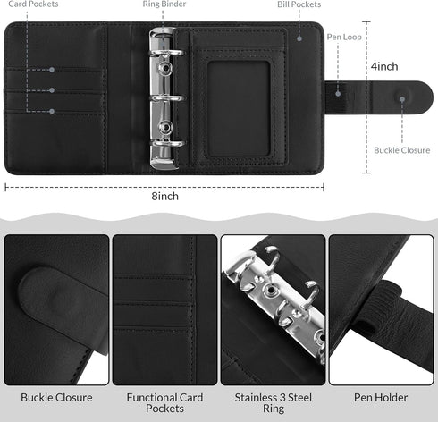 A8 Budget Binder, Money Saving Binder with 8Pcs Cash Envelopes for Budgeting, Money Organizer for Cash with 12Pcs budgeting Sheets and 2Pcs Golden...