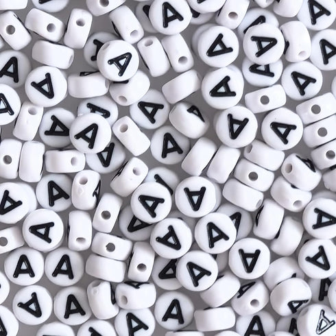 Round Letter Beads A 4x7mm Acrylic White Vowel Alphabet Beads for Bracelets DIY Jewelry Keychains Making Sunglasses - 300pcs...