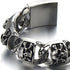 COOLSTEELANDBEYOND Heavy and Study Mens Stainless Steel Biker Skull Bracelet Silver Black Two-tone Polished...